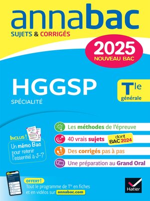 cover image of Annales du bac Annabac 2025 HGGSP Tle générale (spécialité)